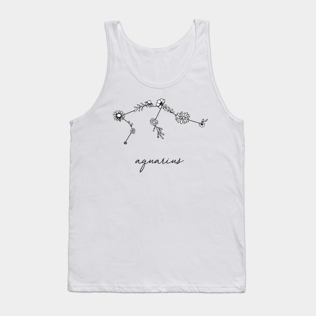 Aquarius Zodiac Wildflower Constellation Tank Top by aterkaderk